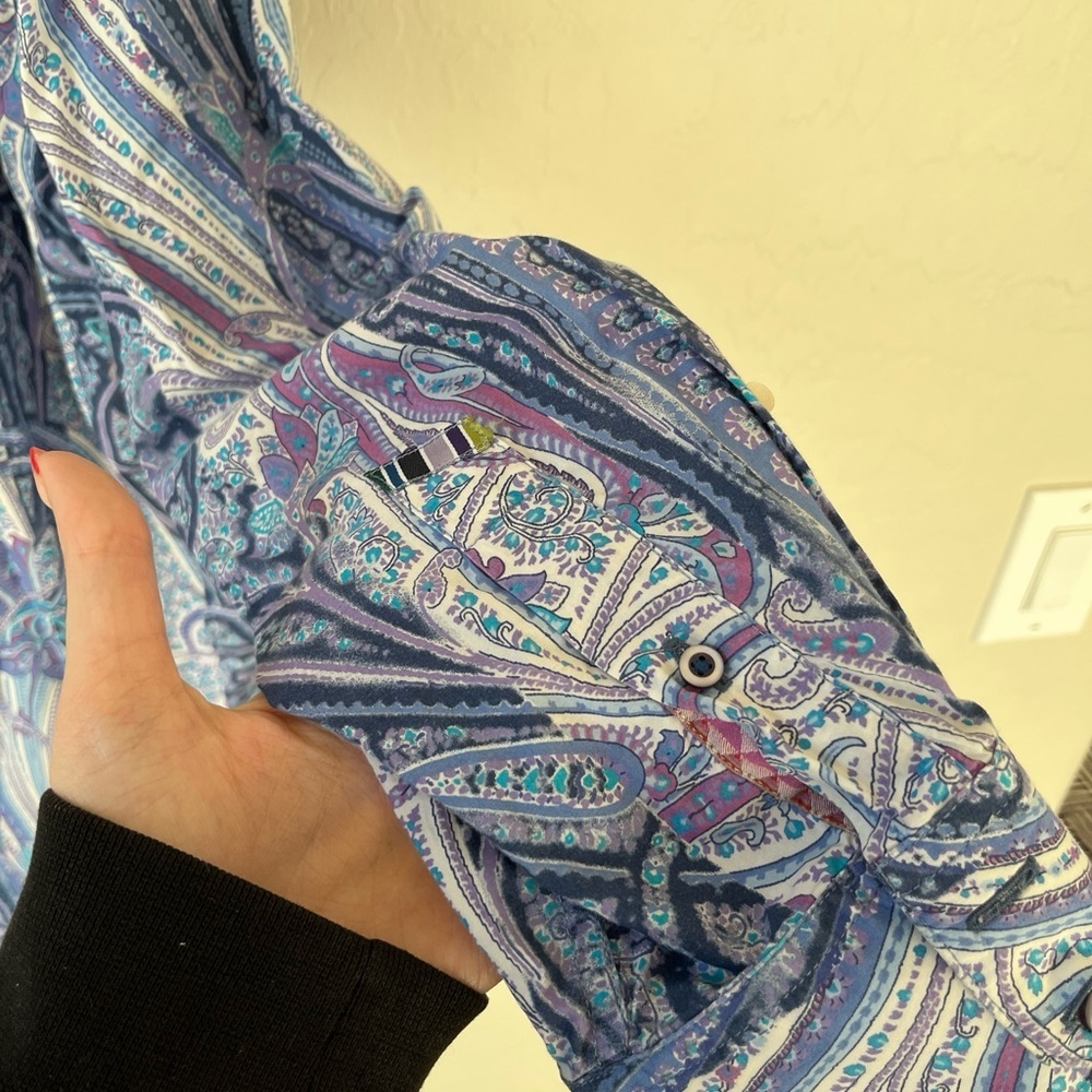 Robert Graham Paisley Striped Multicolor Button Up 100% Cotton Shirt Men’s XL - Picture 5 of 7